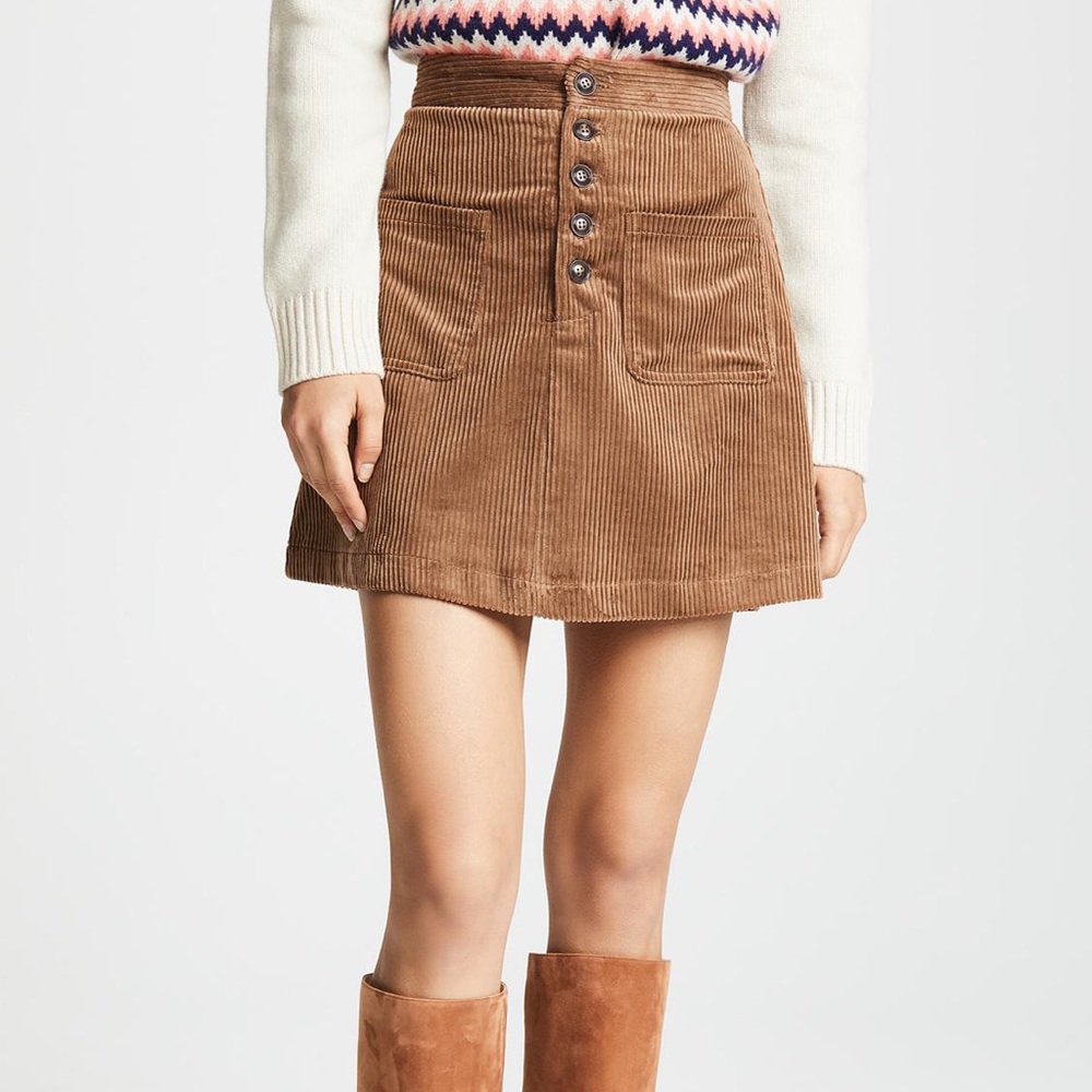 Lost and Wander Brown Corduroy Mini Skirt